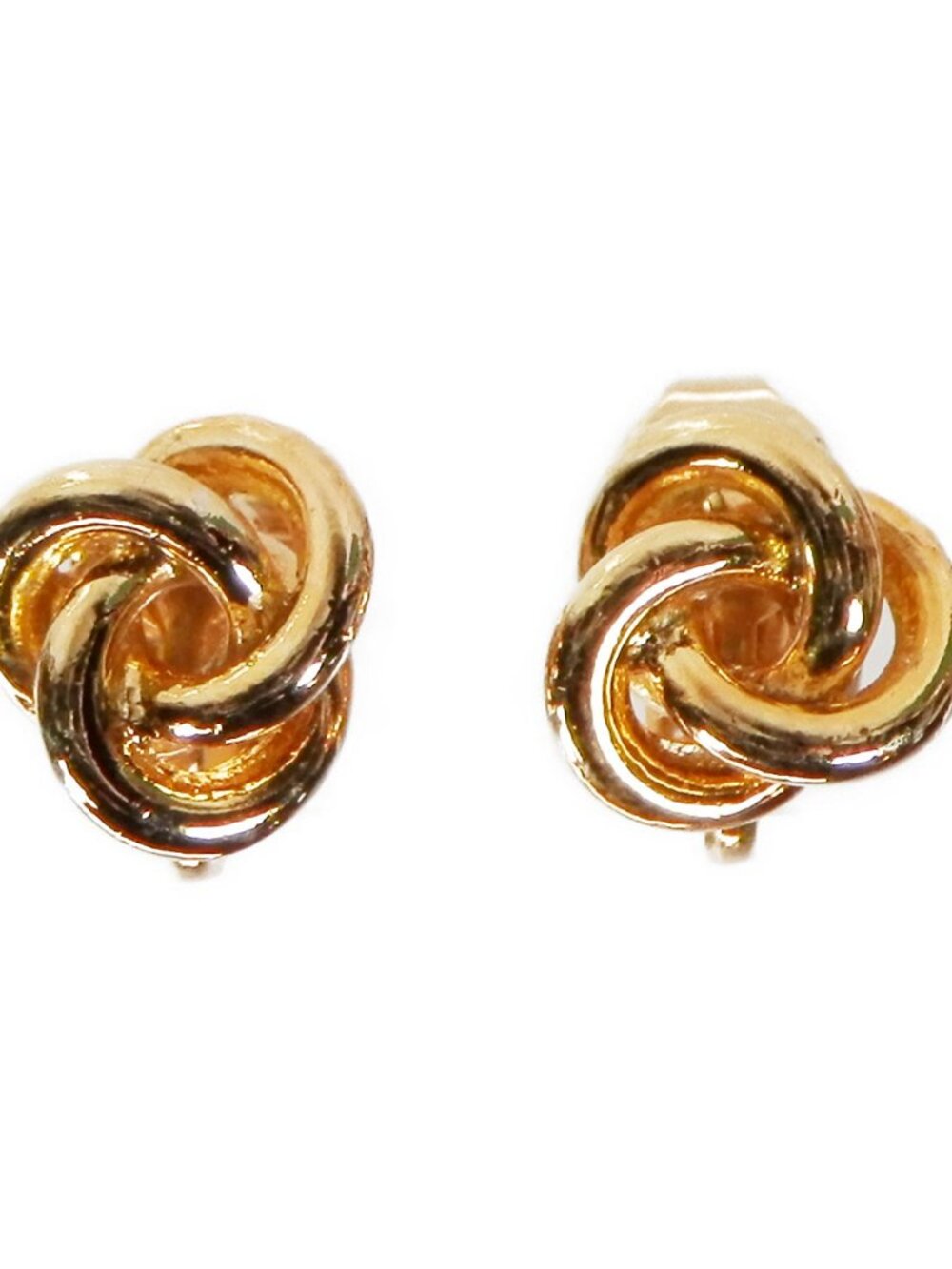 Vtg Gold Tone Knot Twists Studs Clip On Earrings 1/2 Inch Link Unsigned